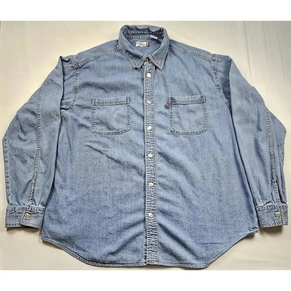 Levis Mens Shirt XLarge Blue Denim Western Vintage Field‎ Work Overshirt Buttons